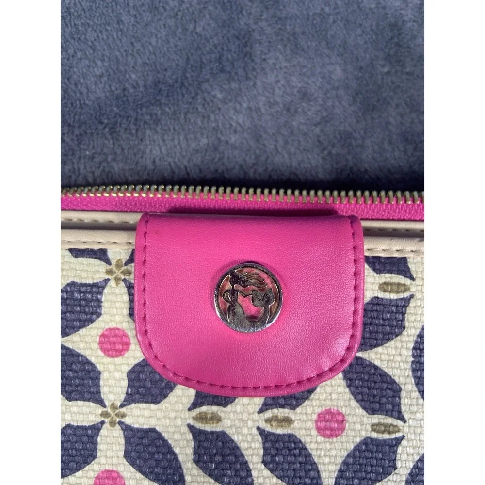 Spartina 449 Snap Wallet Genuine Leather Wristlet Pink Accents Geometric Design